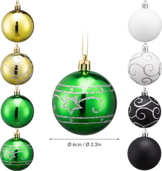 Kerstboomballen 24st Ø6cm - Mat Glanzend Kunststof - Groen