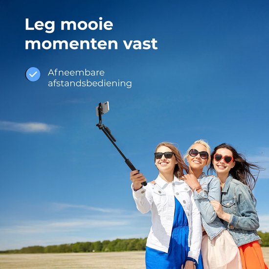 Selfiestick - 3 in 1 - incl. afstandsbediening - Voor iPhone en Samsung - Telefoonstatief - Bluetooth - Smartphone - Luft