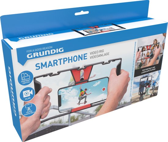 Grundig Smartphone Video Rig - Handgreep - Zwart/ Rood