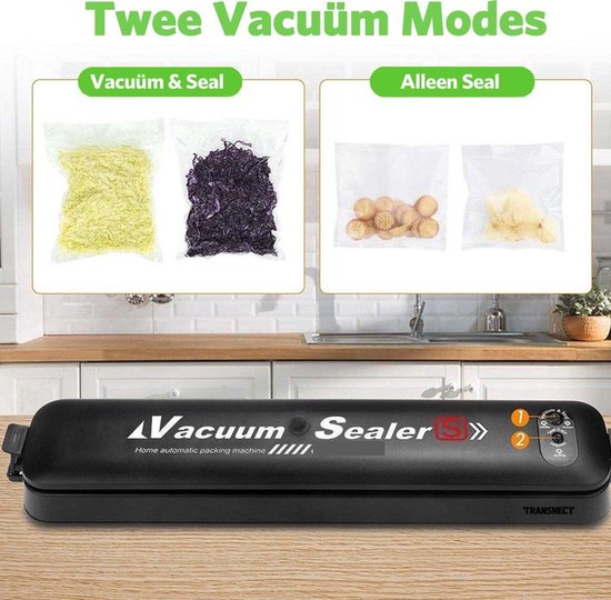 BestHome – Vacumeermachine – Inclusief 15 Vacumeerzakken – Voorzien Van 4 Standen En LED Bedieningspaneel En BPA-Vrij Design – Voor Voedselbewaring En Sous-Vide – Zwart Kunststof