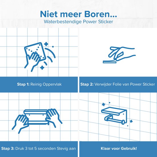 Happy Goods WC Rolhouder met Plankje - Zelfklevend / Boren - Toiletrolhouder Zwart zonder Boren - RVS - Incl. Schroeven