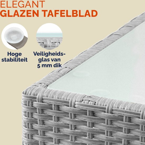 CASARIA Bijzettafel - Polyrattan Buiten Koffietafel 58x58x42cm - Grijs