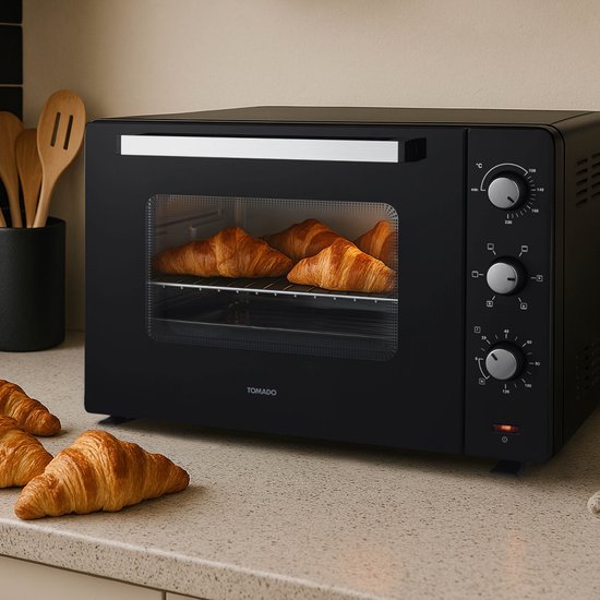 Tomado TEO6000B - Vrijstaande oven - 60 Liter - 2000 Watt - Hetelucht - 4 insteekniveau's - Zwart