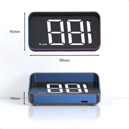 Tech Essentials Automatische - GPS Snelheidsmeter Auto HUD - USB-C - Wit - Head Up Displays - Plug en Play