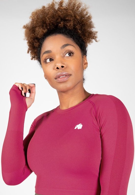 Gorilla Wear Hilton Naadloze Cropped Lange Mouwen - Fuchsia - XS/S
