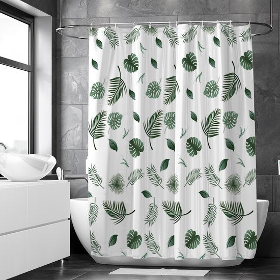 Loti Living Douchegordijn Anti Schimmel – Blaadjes - Inclusief ringen – Waterdicht - Polyester - Douchegordijn 180x200 cm