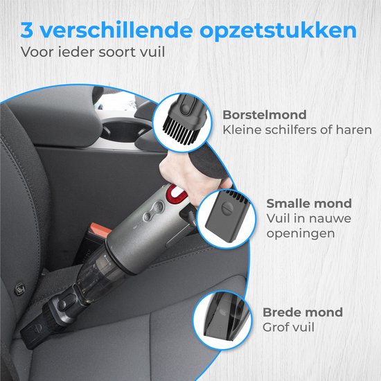 Nuvance - Auto Stofzuiger - 6000Pa - Kruimeldief Snoerloos - Usb Oplaadbaar - Handstofzuiger - Autostofzuiger - Kruimelzuiger - Kruimeldieven