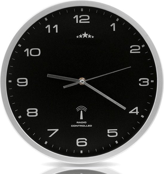Monzana Wandklok – Automatisch Analoog Radiogestuurd Ø31cm - Zwart