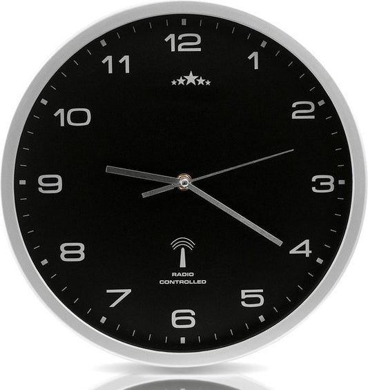 Monzana Wandklok – Automatisch Analoog Radiogestuurd Ø31cm - Zwart