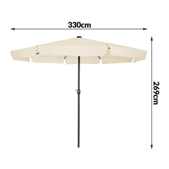 Kingsleeve Parasol - LED-verlichting 330 cm – Solar Beige