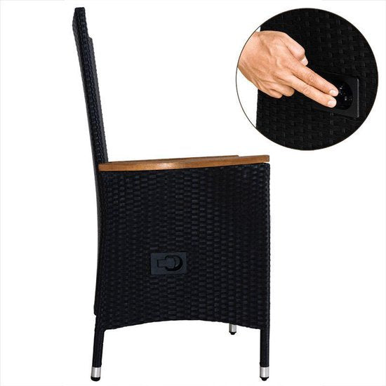 Casaria Polyrattan Tuinset - 8 Stoelen 1Tafel incl. Kussens - Zwart