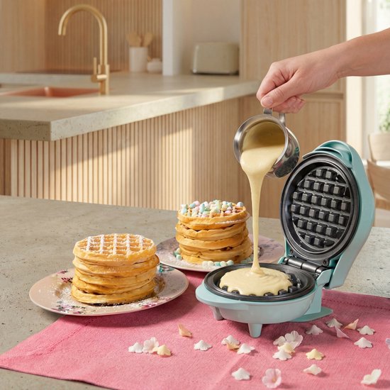 Bestron Wafelijzer - AMW500M - 550W - Mini wafel - Anti-aanbaklaag - Blauw - 5 jaar garantie