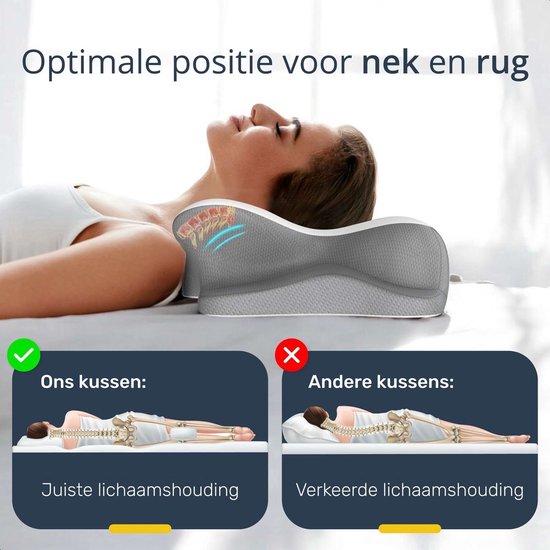 Alyze - Anti-Snurk Kussen - Ergonomisch - Orthopedisch - Memory Foam - Voor Alle Slaaphoudingen - 60x40 cm - Hoofdkussen - Apneu