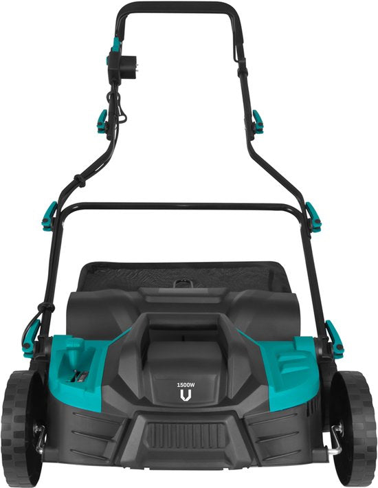 VONROC Elektrische verticuteermachine - gazonbeluchter – 1500W - maaibreedte 36 cm – 5 standen: 4 dieptestanden (12/9/6/3 mm) + 1 transportstand (+10 mm) – incl. 45L. opvangbak