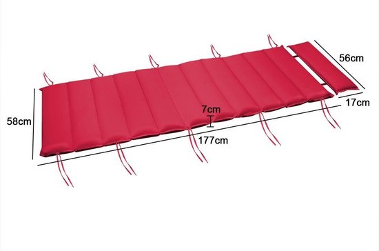 Detex Ligbedkussen - Met Afneembare Kussen - Rood - 177x58x7cm