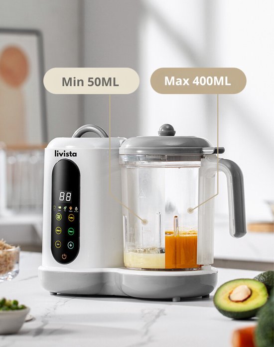 Livista® - Baby Blender en Stoomkoker – Grote Capaciteit – Babyvoeding Verwerkingsmachine – Stomen, Mixen en Verwarmen – Voor Gezonde Babyvoeding