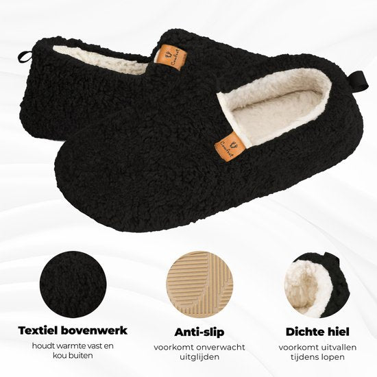 Pantoffels Dames - Sloffen - Maat 42/43 - Zwart - Anti-slip - Comfeet