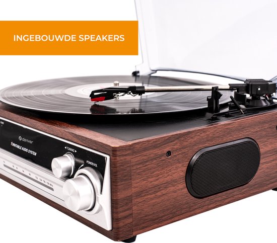 Denver Retro platenspeler - Ingebouwde Speakers - FM Radio - Auto-stop Functie - AUX - Phono - VPR190