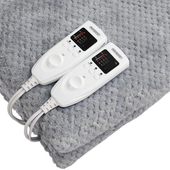 Monzana Warmtedeken - Elektrisch Fleece 160x140cm 2x60W - Grijs