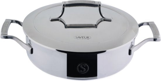 Saveur Selects – Voyage serie - Hapjespan 7.5 cm - pfas vrije hapjespan - Tri-ply RVS - Geschikt voor Inductie en alle andere warmtebronnen - Ovenbestendig tot 260°C - Vaatwasserbestendig - Zilver