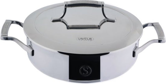 Saveur Selects – Voyage serie - Hapjespan 7.5 cm - pfas vrije hapjespan - Tri-ply RVS - Geschikt voor Inductie en alle andere warmtebronnen - Ovenbestendig tot 260°C - Vaatwasserbestendig - Zilver