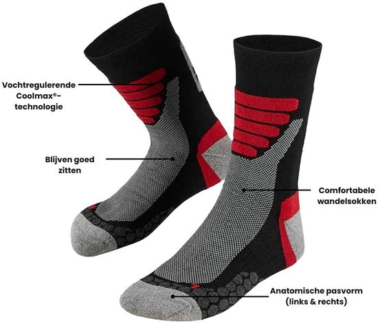 Xtreme Wandelsokken Alle Weer 2-Pack Zwart&Red - Sokken - 42-45