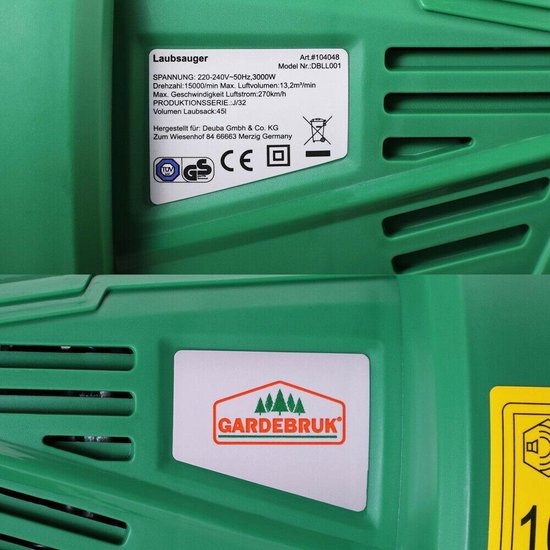 Gardebruk Elektrische Bladblazer 3in1 - blazen, zuigen en hakken