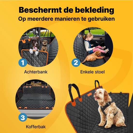 Jake en Jacky Hondendeken Auto Achterbank en Kofferbak - Autodeken Hond - Hondenkleed - Beschermhoes Auto - Incl. Hondenriem, Ophangriemen & Opbergtas