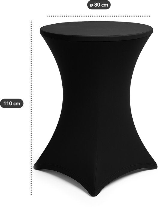 Brixy 2x Stevige Statafel + 2x Zwarte Statafelrok - Partytafel - Robuust en Weersbestendig - Inklapbaar - 80cm x 110cm - Feest - Wit/Zwart