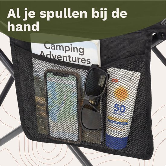 TRVLMORE Campingstoelen XXL - Opvouwbaar - 2-Pack - 160KG Draagvermogen - Incl. Draagtas - Klapstoel - Visstoel - Kampeerstoel - Vouwstoel - Zwart