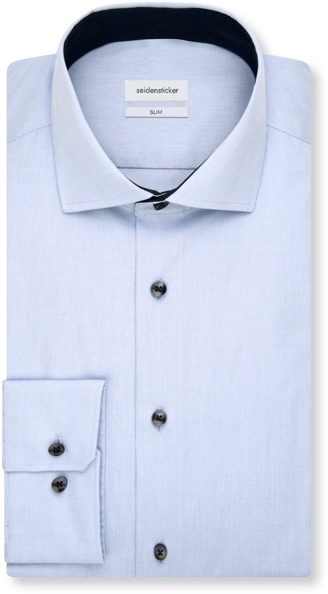 Seidensticker Slim Fit Langarm Poplin Herenoverhemd – Maat 38 – Blauw