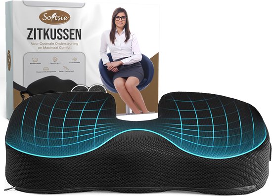 Softsie Zitkussen Orthopedisch en Ergonomisch - Stuitkussen - Zitkussens - Wigkussen - Auto - Zit Kussen