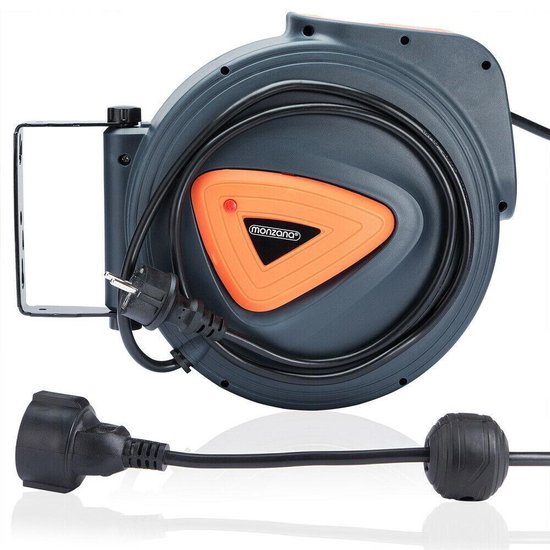 Monzana Kabelhaspel 20m - 180° Draaibaar - 1,5m Voedingskabel Zwart