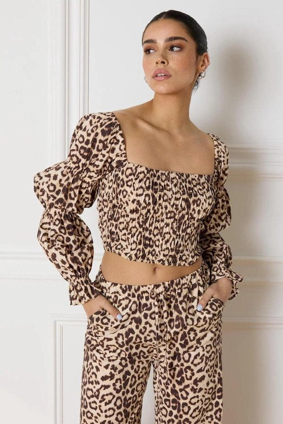 Verfijnde Department Blouse Lori Off Shoulder Top R2405945534 850 Luipaard Dames Maat - XS
