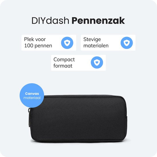 Diydash Etui - Pennenzak - Pennenetui - Schooletui - Grote Etui - Schoolspullen - Trousse Scolaire - Voor meisjes, jongens en volwassenen - Zwart