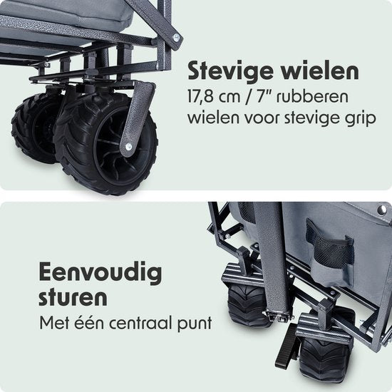 LifeGoods Bolderkar - Opvouwbaar - 80KG Draagkracht - 94L - Wasbaar Polyester - Grijs
