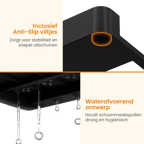 Posity Gootsteenkast Organizer - Keukenkastje Organizer - Schuiflade - Kast Organizer - Badkamer Organizer - Aanrecht Organiser - 1 Uitschuifbare Lade - Zwart
