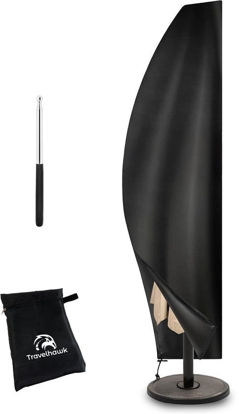 Travelhawk Parasolhoes voor Zweefparasol - Met Rits en Stok - Water & UV dicht - Oxford 420D - Tot 400cm - Zwart
