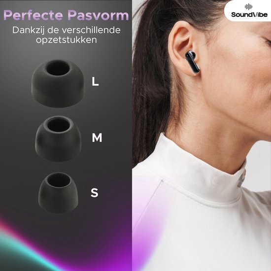 SoundVibe® - Earbuds Draadloos Met Noice Cancelling - Zwart - Bluetooth Oordopjes - Noice Cancelling Hoofdtelefoon - LX-10 Earpods met Scherm - Werkt Met Apple En Android - Earpods USB C - Wireless Earphons - Oortjes Draadloos
