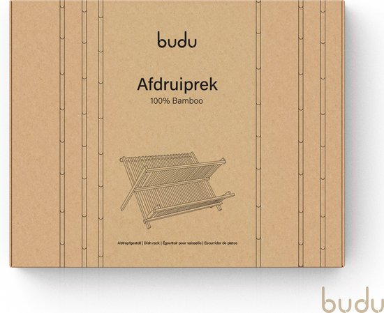 Budu Afdruiprek - Afdruiprekje van bamboe hout - Afdruiprek voor afwas - Vaatwasrek - Keukenrek - Inklapbaar - Opvouwbaar -