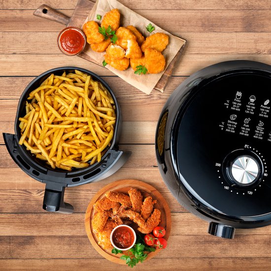 alpina Airfryer 3.5L - Heteluchtfriteuse 2 tot 3 Personen - Air Fryer met Instelbare Temperatuur van 80 tot 200°C - Hetelucht oven Airfryer Timer tot 60 Minuten - 1400W - Zwart