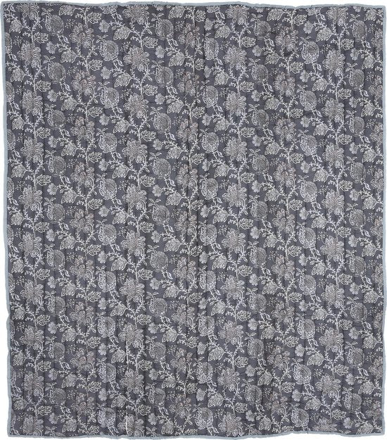 Mica Decorations Deken - Bloemenpatroon - 150 x 130 cm - Zwart