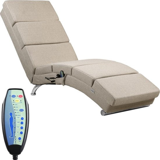 Casaria Relaxfauteuil - Massage en Verwarmingsfunctie - Zandkleur