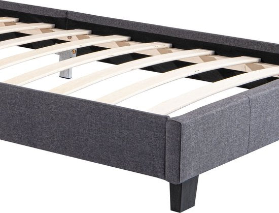 Gestoffeerd Bed Verona - 90 x 200 cm - Grijs - LED Verlichting