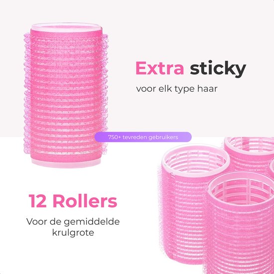 Krulspelden - 12 pack - Incl. 8 klemmen - Kleefrollers - Zelfklevend - Heatless Curls - Haar - Rollers - Hair curler - Krullen zonder hitte - Groot