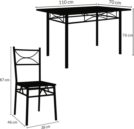 Casaria Eettafel Set 5 delige -Eettafel + 4 stoelen - Eiken