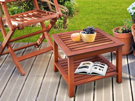 Casaria Bijzettafel Acaciahout - 45x45x45cm – met 2 Planken Bruin