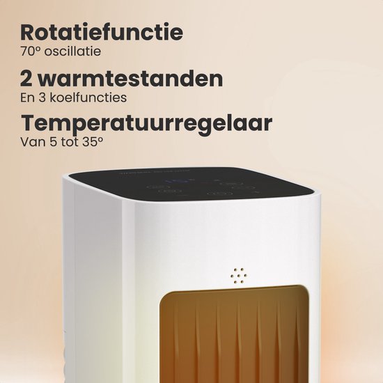 Auronic Elektrische Kachel - Keramische Kachel - Toren Kachel - 2200W Heater - Wit