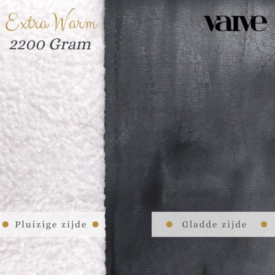 VAIVE Luxe Sherpa Fleece Deken 220x240 cm - Superzacht - Plaid voor Bank, Bed of Woonkamer Decoratie - Dekens - Plaids - Dekentje – Grijs