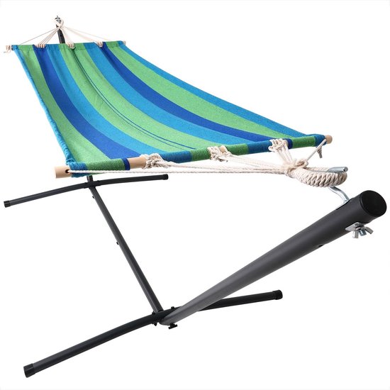 Detex Hangmat Incl. Metalen Frame - Veerkrachtig Robuust - Groen